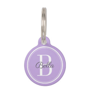 Elegant Lilac Monogram Pet Tag