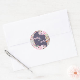 Elegant Lilac Purple Floral Arch Summer wedding Classic Round Sticker