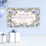 Elegant Lilac Purple Floral Greenery 50th Birthday Banner<br><div class="desc">Add a touch of elegance to your celebration with this dusty blue and purple watercolor floral 50th birthday party banner for women. Beautifully designed with soft, artistic florals and delicate foliage, this customisable banner is perfect for highlighting any milestone—whether it's a 30th, 40th, 50th, 60th, or even 70th birthday. Personalise...</div>