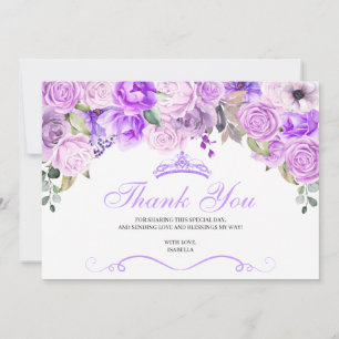 Elegant Lilac Purple Floral Quinceanera Thank You