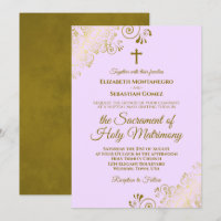 Elegant Lilac Purple Gold Modern Catholic Wedding