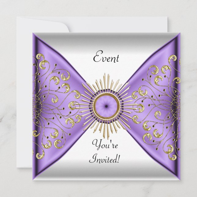 Elegant Lilac Purple Gold White Event Party Invitation (Front)