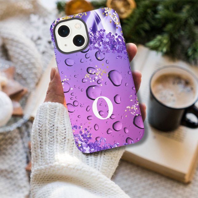 Elegant Lilac Purple Marble Fantasy Water Droplets iPhone Case (Creator Uploaded)