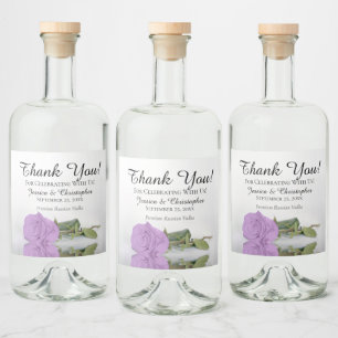 Elegant Lilac Purple Rose Chic Wedding Thank You Liquor Bottle Label