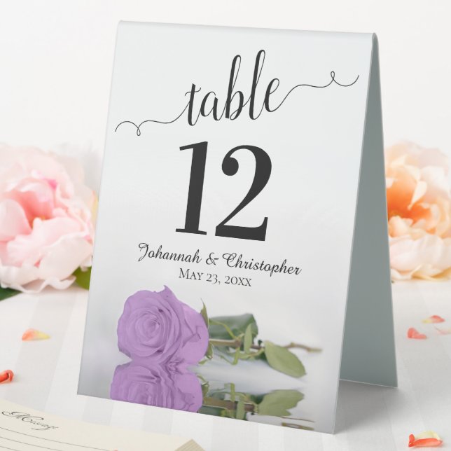 Elegant Lilac Purple Rose Wedding Table Number (In SItu (Wedding))