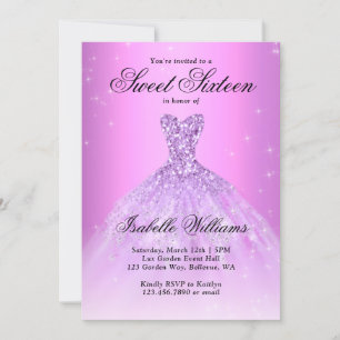 Elegant Lilac Purple Sweet Sixteen 16th Birthday Invitation