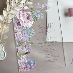 Elegant Lilac Rehearsal Dinner Acrylic Invitations