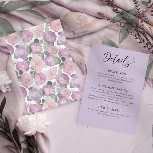 Elegant Lilac Rose Details Wedding Enclosure Card