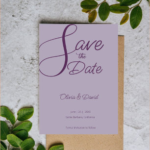 Elegant lilac Save the Date Invitation