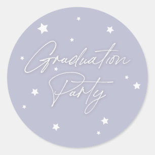 Elegant Lilac Scattered Stars Graduation Party Classic Round Sticker