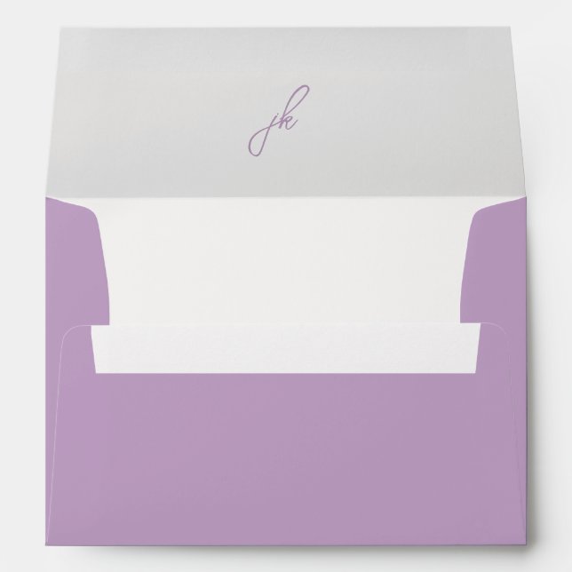 Elegant Lilac Script Monogram Wedding Envelope (Back (Bottom))