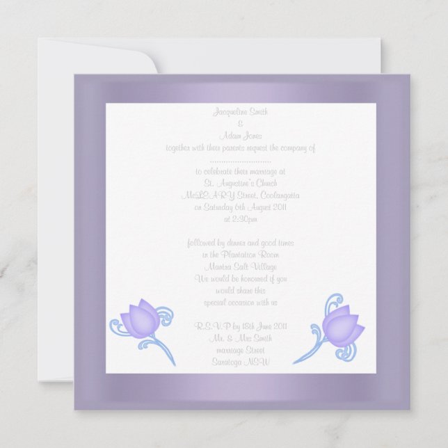 ELEGANT LILAC TULIP WEDDING INVITATION (Front)