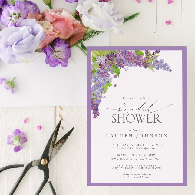 Elegant Lilac Watercolor Floral Bridal Shower Invitation (Bridal Shower Invitation!)