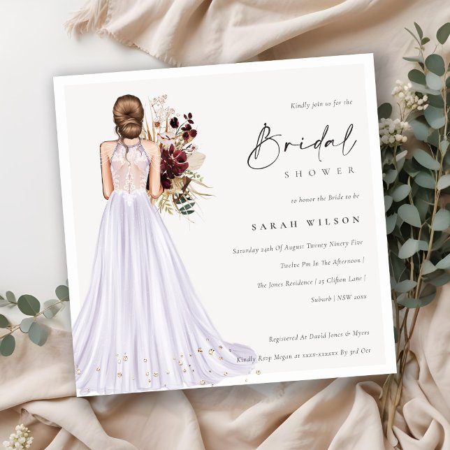 Elegant Lilac Wedding Gown Bridal Shower Invite (Creator Uploaded)