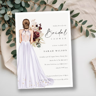Elegant Lilac Wedding Gown Bridal Shower Invite