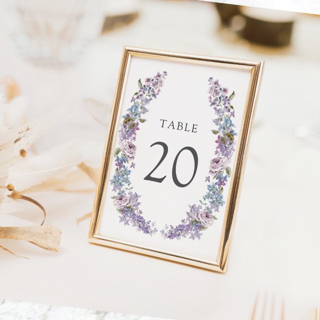 Elegant Lilac Wedding Table Number (Elegant Watercolor Lilac Floral  Wedding Table Number by Painted Paperie
)