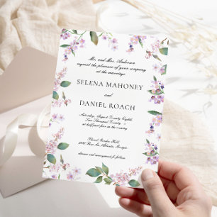 Elegant Lilac Wildflowers Chic Wedding Invitation