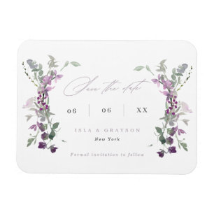 Elegant Lilac Wildflowers Wedding Save The Date Magnet