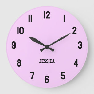 Elegant Lilac with Black Numbers Personised Large Clock