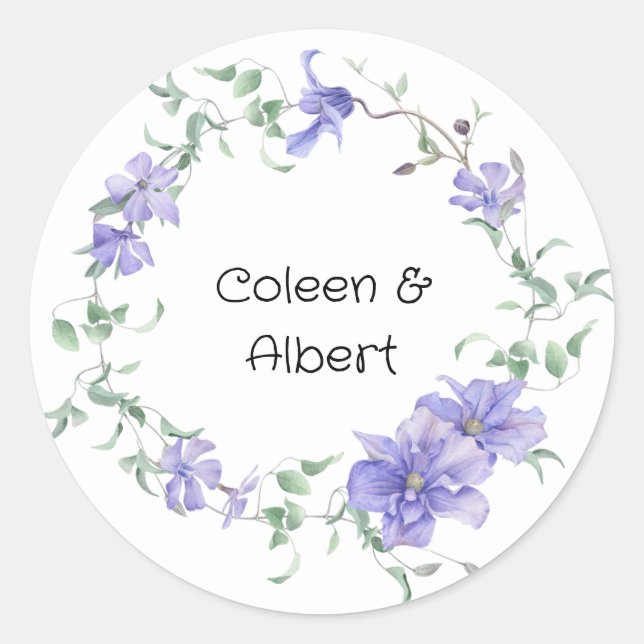  Elegant lilac wreath   Classic Round Sticker (Front)