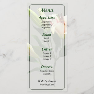 Elegant Lily and Buds Wedding Menu
