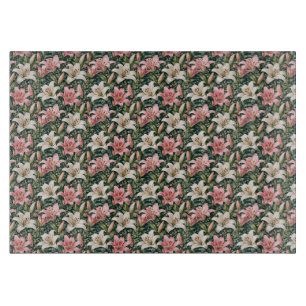 Elegant Lily and Foliage Composition Cutting Board