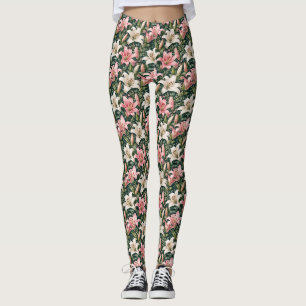 Elegant Lily and Foliage Composition Leggings