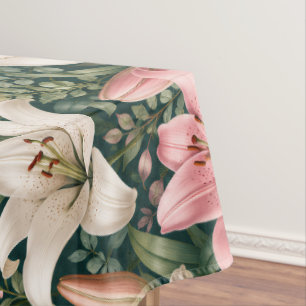 Elegant Lily and Foliage Composition Tablecloth