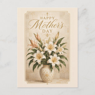 Elegant Lily Bouquet Mother's Day Greeting Holiday Postcard