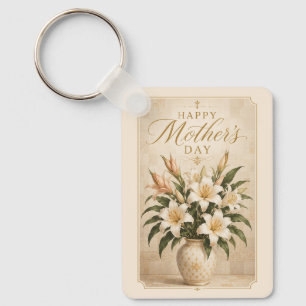 Elegant Lily Bouquet Mother's Day Greeting Key Ring