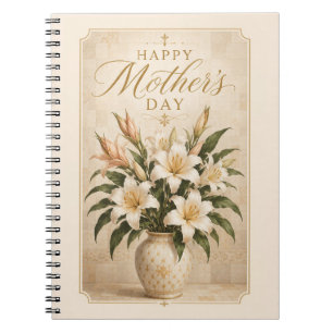 Elegant Lily Bouquet Mother's Day Greeting Notebook