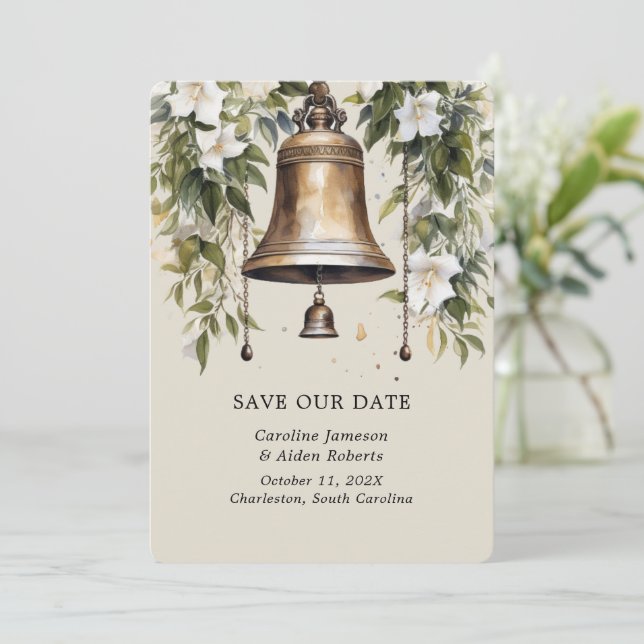 Elegant Lily Floral Wedding Save the Dates Invitation (Standing Front)