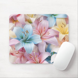 Elegant Lily Flowers Seamless Pattern Mouse Pad