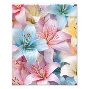 Elegant Lily Flowers Seamless Pattern Photo Print