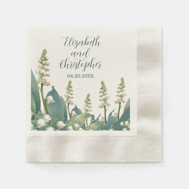 Elegant Lily of the valley Floral Wedding Napkin (Front)