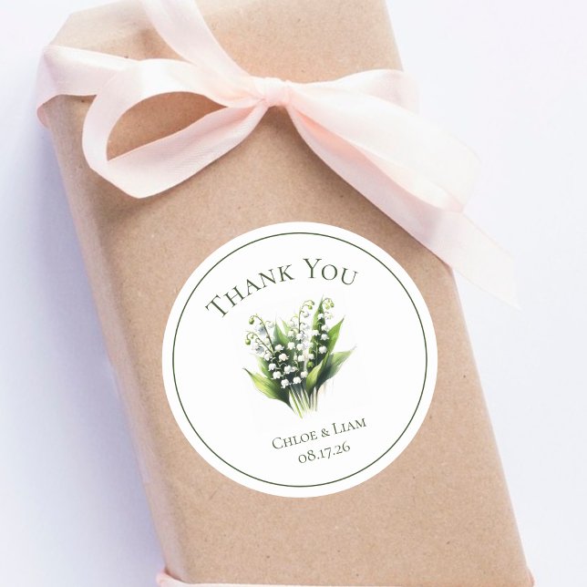 Elegant Lily of the Valley Flower Wedding  Classic Round Sticker (Creator Uploaded)