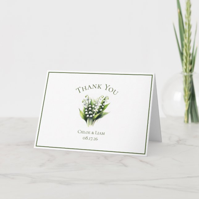 Elegant Lily of the Valley Flower Wedding  Thank You Card (Front)