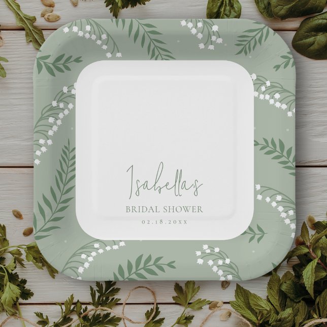 Elegant Lily of the Valley Garden Bridal Shower Paper Plate (Creator Uploaded)