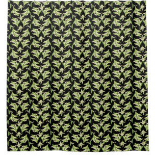 Elegant Lily-of-the-Valley Pattern on Black Shower Curtain