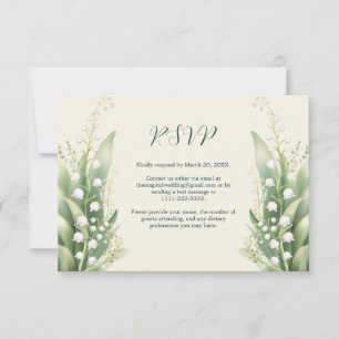 Elegant Lily of the valley Wedding Horiz RSVP Card