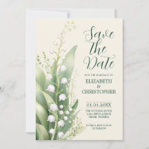 Elegant Lily of the valley Wedding Save The Date
