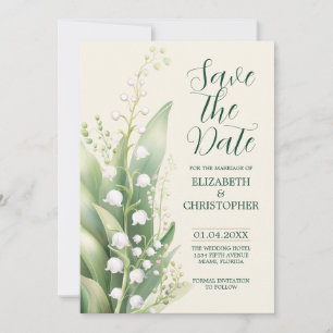 Elegant Lily of the valley Wedding Save The Date Invitation