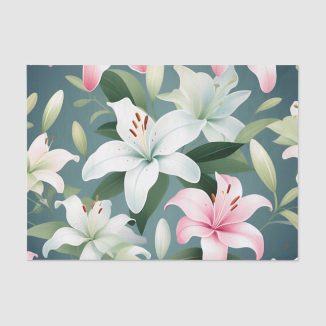 Elegant Lily Pattern Tissue Paper (Front)