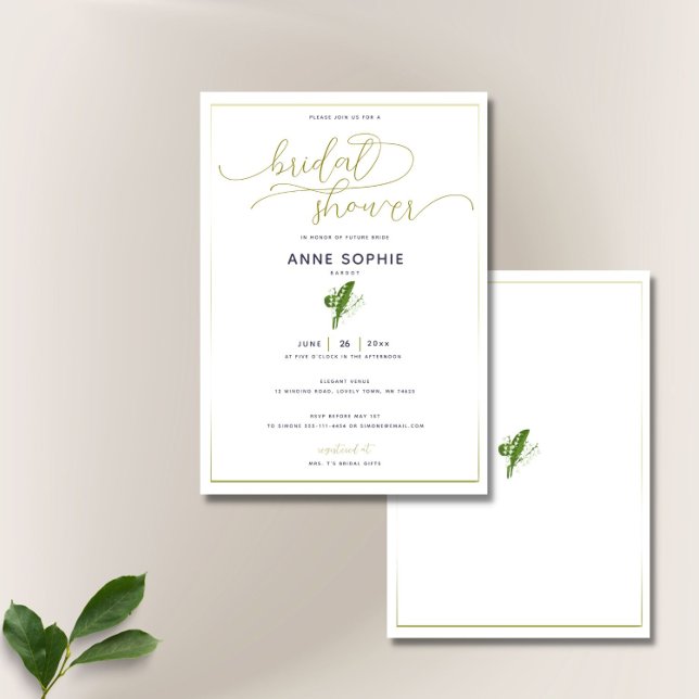 Elegant Lily Valley Gold Calligraphy Bridal Shower Invitation (Creator Uploaded)