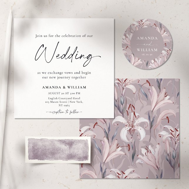 Elegant Lily Wedding Invitation – Timeless Floral  (Creator Uploaded)
