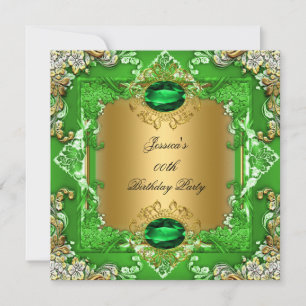 Elegant Lime Green Gold Floral Birthday Party Invitation