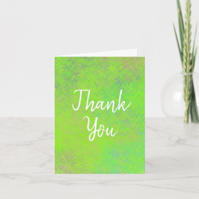 Elegant Lime Green Marbling Thank You Card (Front)