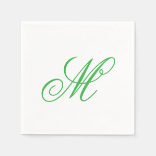 Elegant Lime Green Monogram Initial Napkin