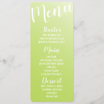 Elegant Lime Green Ombre Menu