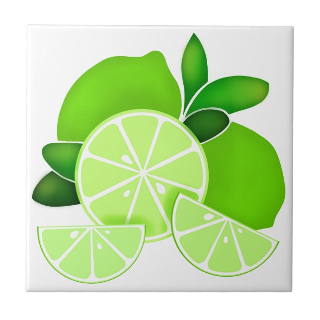 Elegant Lime slices sunny citrus pattern        Ceramic Tile (Front)